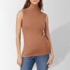 Foweknow Women's Sleeveless Turtleneck Top, Slim Fit, Stretch Ribbed view 2