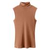 Foweknow Women's Sleeveless Turtleneck Top, Slim Fit, Stretch Ribbed view 4