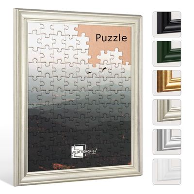 Bildershop-24 Athen Antique Silver Puzzle Frame 48 x 68 cm (approx. 500–1,000 pieces), Anti-Reflective