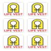 Laminated Stickers: 50 mm, 6-Pack - Life Vest Safety Symbol for Cockpit, Cabin & Flight School view 1