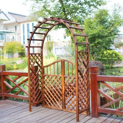 Weather-Resistant Wooden Garden Arch Trellis for Climbing Plants