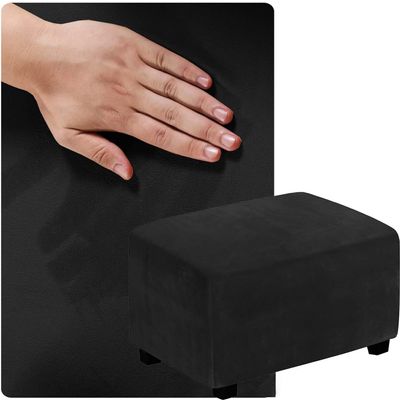 Custom Rectangular Ottoman Cover for Footstool, Black, 35 x 65 cm