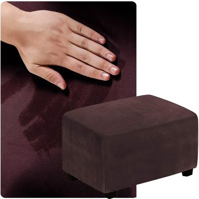 Custom Rectangular Ottoman Slipcover, Reddish Brown, 60 x 80 cm