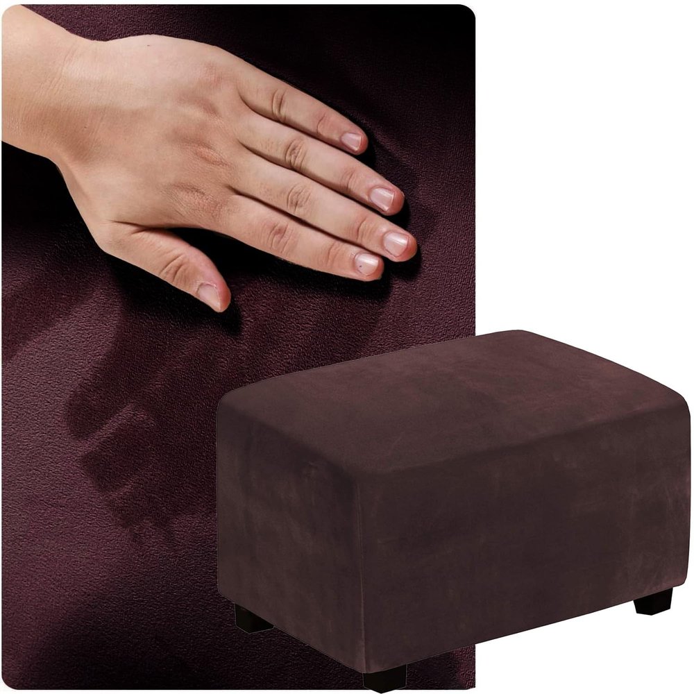 Custom Rectangular Ottoman Slipcover, Reddish Brown, 60 x 80 cm