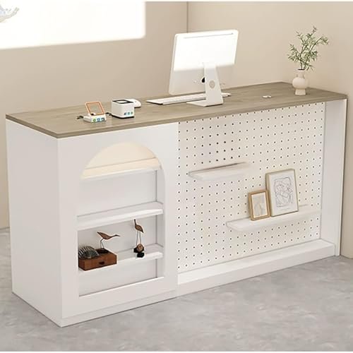 Reception Desk with Lockable Drawer and Pegboard