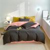 KLUOT Cotton Duvet Cover Set, 160 x 210 cm, Dark Gray/Pink view 1