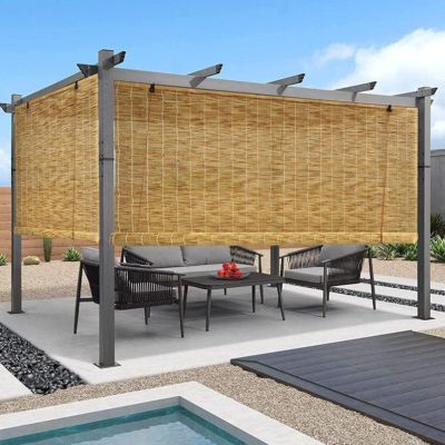 Outdoor Bamboo Roller Blinds, Blackout and Breathable Curtains, 130 x 150 cm