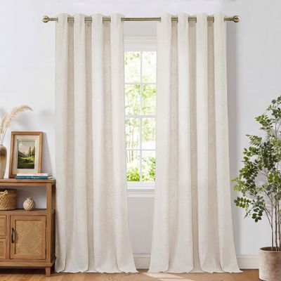 PONY DANCE Linen Curtains, 300 cm, Living Room, Semi-Sheer