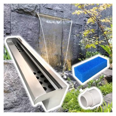 Stainless Steel Pond Waterfall Spillway Kit, Wall-Mount Water Feature