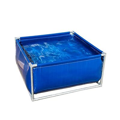Generic PVC Canvas Fish Pond with Steel Frame and Drain Valve, Blue, 1 x 1 x 0.8 m