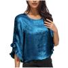 Guhmomh Women's Sequin Shirt, 3/4-Sleeve Party Top, Blue, L view 1