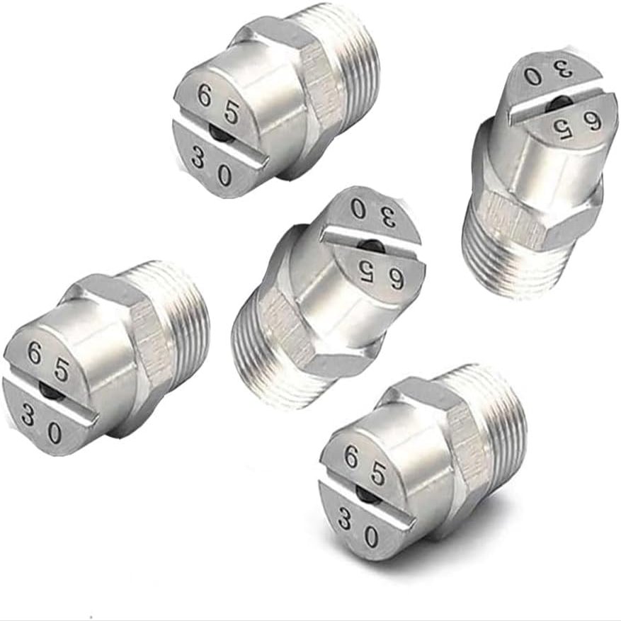 Flat Fan Nozzles, 5-Pack, Stainless Steel High-Pressure Washer Nozzles (1/8", 1.8 mm Orifice)