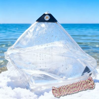 Transparent Tarp with Grommets, 390 x 750 cm, Waterproof and UV-Stabilized
