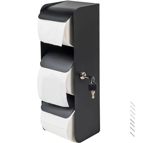 Commercial Stainless Steel Toilet Paper Dispenser, 3-Roll Holder with Lock, Wall-Mounted, Double-Roll Option