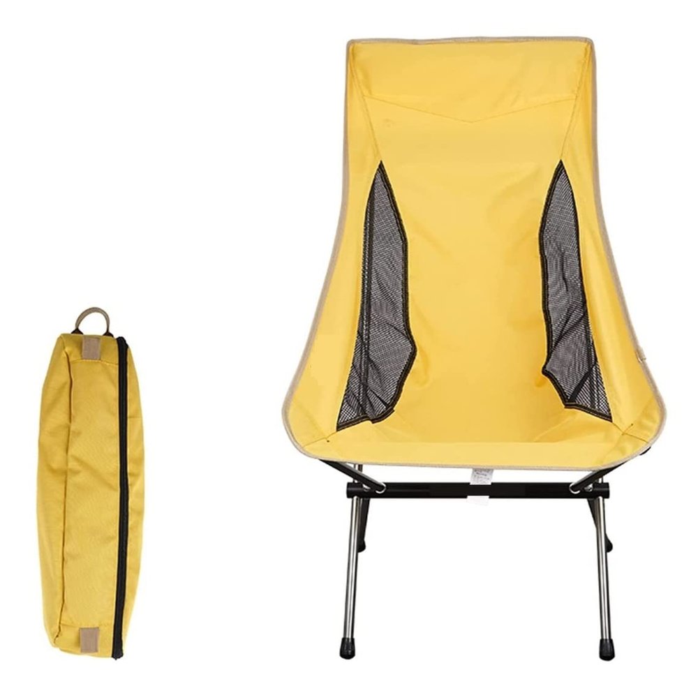IWENZHKPA Folding Camping Chair with High Backrest, Yellow