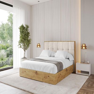 ALTDECOR Upholstered Bed with H3/H4 Mattress ENZO7 200x200 – Beige