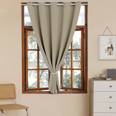 LONGCAO Blackout Curtain 80 x 140 cm, Thermal and Opaque, 1-Piece, Khaki