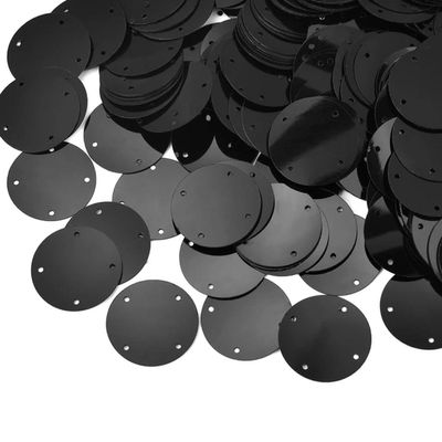 Loose Plastic Sequins with Large Holes, Round, Multicolor, 20–35 mm, 50 g Pack (Black, 25 mm)