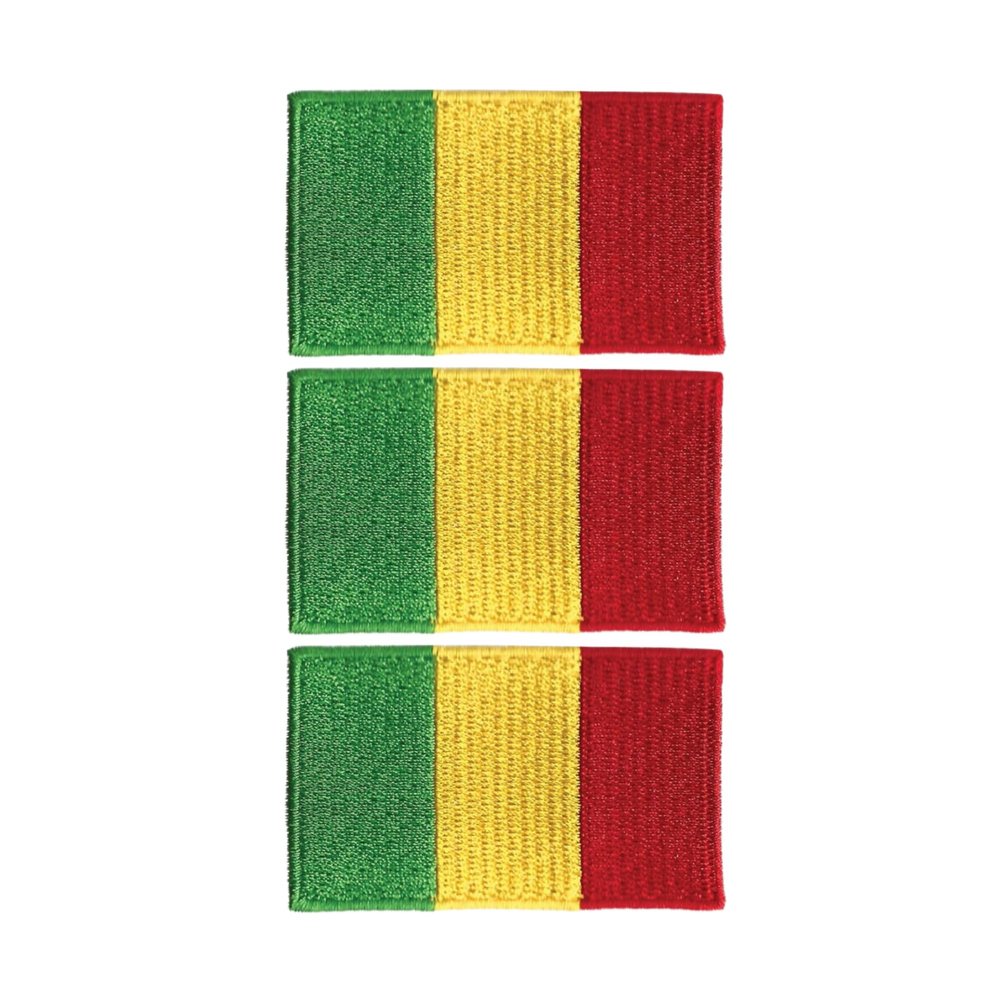 3-Piece Guinea Flag Patch Set, 7 × 4 cm Embroidered Iron-On/Sew-On Patches