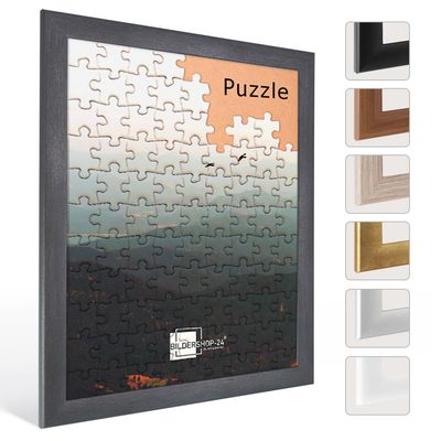 Bildershop-24 Valencia Puzzle Frame, Anthracite Steel, 75 x 99 cm / 99 x 75 cm, approx. 1,500–2,000 pieces, Anti-Glare