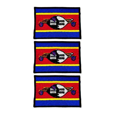 3-Piece Eswatini Flag Patch Set, 7 × 4 cm, Iron-On or Sew-On