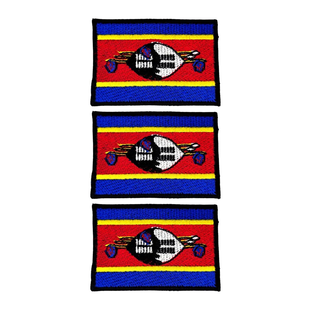 3-Piece Eswatini Flag Patch Set, 7 × 4 cm, Iron-On or Sew-On