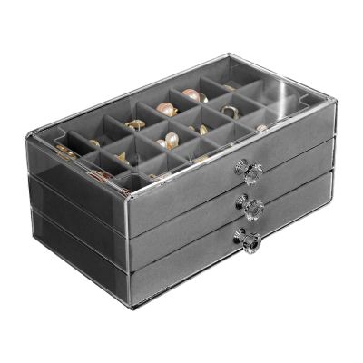 Canigegui Gemstone Display Case, 54 Compartments, 15.5 x 23.7 x 10.8 cm, 3-Drawer Rock Collection Box