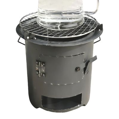 Wood-Burning Stove with Portable Cookware and Handle