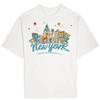 New York Skyline Colorful Sketch Art Unisex T-Shirt, Heavy Cotton, White, White, M Plus Tall view 1