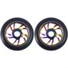 120 mm Scooter Wheels with ABEC-9 Bearings, High-Rebound PU and Aluminum, Quiet, Shock-Absorbing, Wear-Resistant, Replacement Wheels for Kick Scooters, Pro Scooters and Freestyle Scooters, Black/Gold (Seven Colors) view 2
