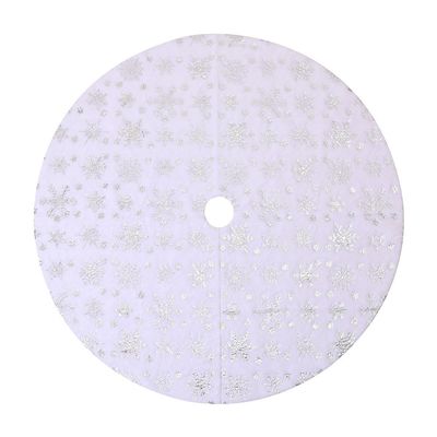 Chickwin Round Christmas Tree Skirt, White Plush Tree Skirt for Merry Christmas Party Decorations (B Silver, 90 cm)