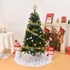 Chickwin Round Christmas Tree Skirt, White Plush Tree Skirt for Merry Christmas Party Decorations (B Silver, 90 cm) view 3