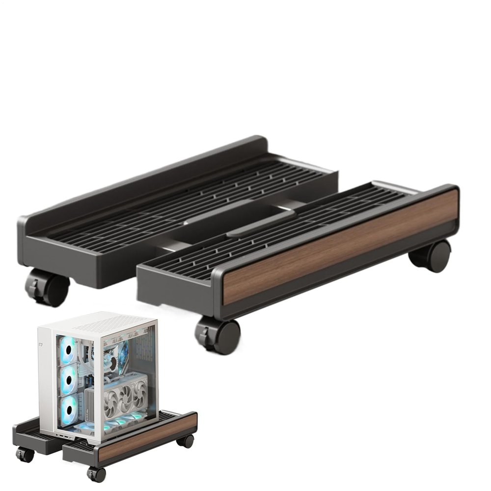 Generic Computer Tower Stand, Height-Adjustable Cart with Locking Casters