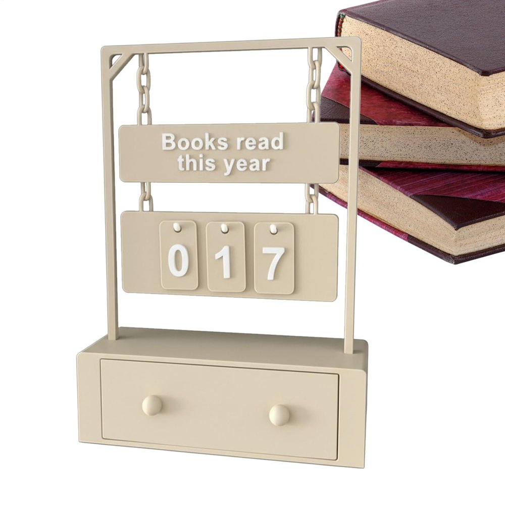 Reading Counter with Drawer, Up to 999 Books, 10 × 5 × 13.75 cm