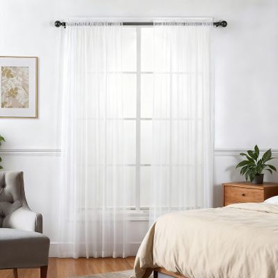 SUNLIMEI Sheer Curtain 215 x 100 cm, Light-Filtering Polyester Decorative Panel, White