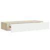 QZZCED Floating Wall Shelf with Drawer, MDF and Metal, Oak and White, 60 x 23.5 x 10 cm view 2