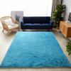 GOUER Fluffy Shag Rug 150 x 160 cm, Washable Blue Faux Rabbit Fur-Look Rug view 1