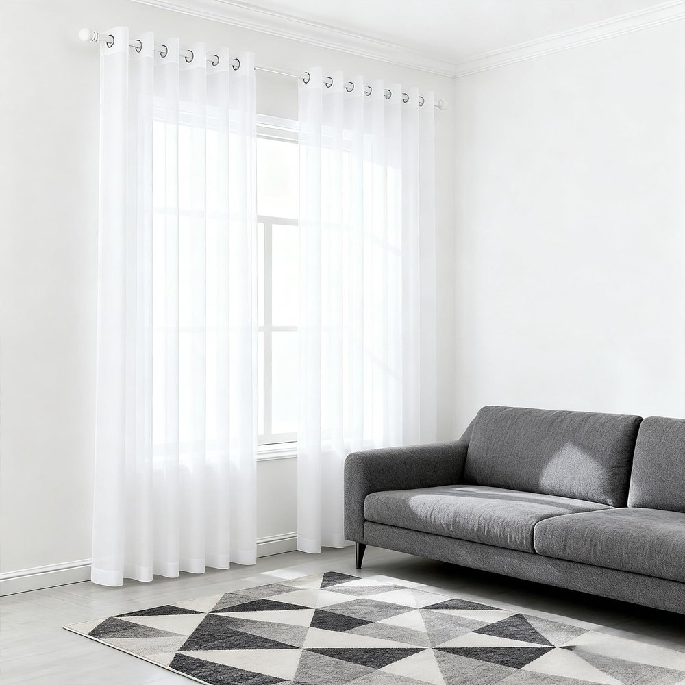 SUNLIMEI Sheer Curtains 185 x 200 cm, Polyester, White