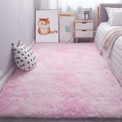 GOUBAN Shaggy High-Pile Rug 120 x 240 cm, Non-Slip Backing, Light Pink