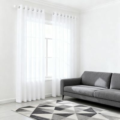 SUNLIMEI Sheer Curtains 115 x 155 cm, Polyester, White