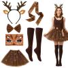 JrnSvp Women's Reindeer Costume, 6-Piece Set with Headband and Tulle Skirt view 1