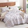 WONGS Floral Bedding Set, King, Brown Flowers, 3-Piece Lightweight Quilt Set view 2