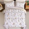 WONGS Floral Bedding Set, King, Brown Flowers, 3-Piece Lightweight Quilt Set view 3