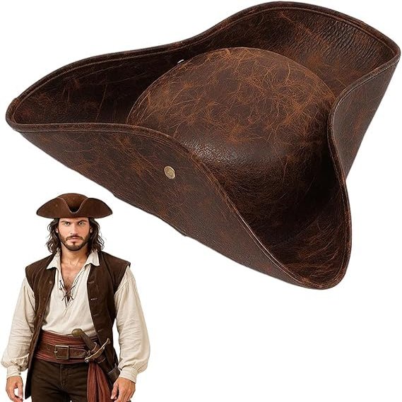 DvBCNMe Adult Pirate Tricorn Hat, Captain Costume Accessory