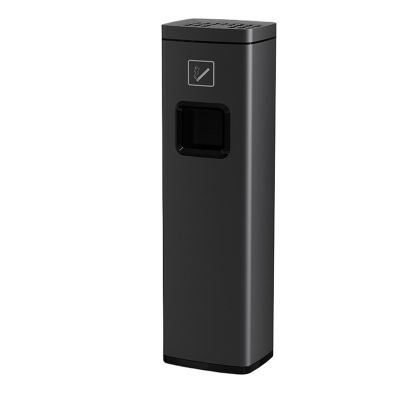 XUJUAN-0227 Stainless Steel Trash Can with Lid and Ashtray, Black