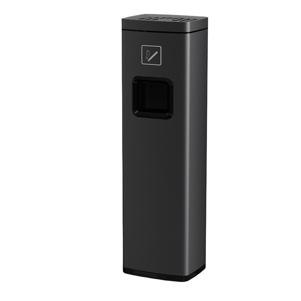 XUJUAN-0227 Stainless Steel Trash Can with Lid and Ashtray, Black