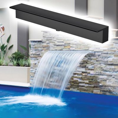 Waterfall Spillway for Water Features, Black Stainless Steel, 35 cm/13.8 in Outlet