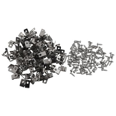 Gettimore Stainless Steel Wire Fence Clips with Screws, 19 x 10 mm, R-Shaped, Aluminum