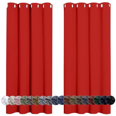 LONGCAO Red Blackout Thermal Curtain with Eyelets, 270 x 140 cm, 1 Piece