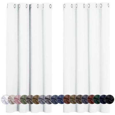LONGCAO Blackout Curtain with Grommets, 140 x 70 cm, Thermal Heat-Blocking, Short, 1-Piece, White